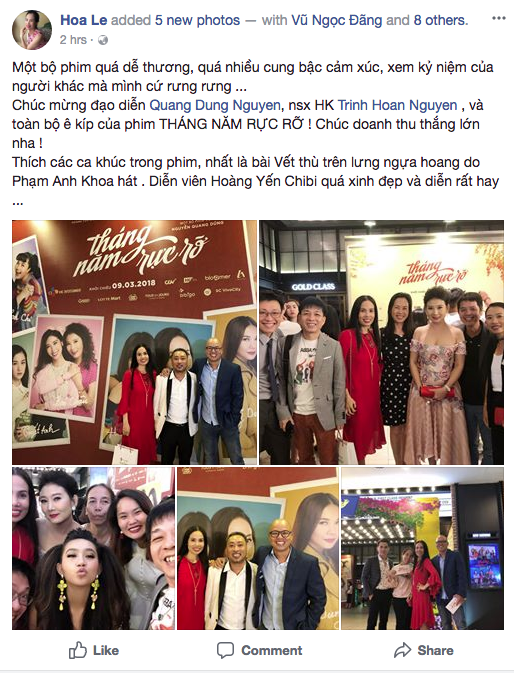 Sau buổi công chiếu, cả facebook đã tràn ngập lời khen dành cho Tháng Năm Rực Rỡ